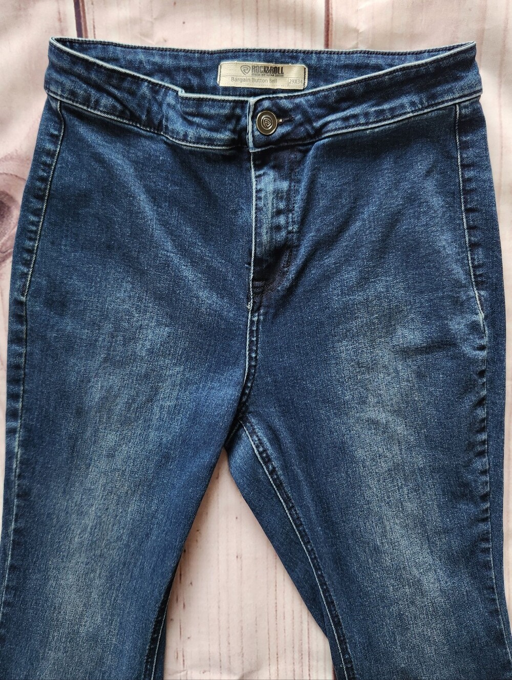 Rock & Roll Cowgirl "High Rise Bell Bottom Jean" Flare Blue | Women's Size 29 - Picture 7 of 15